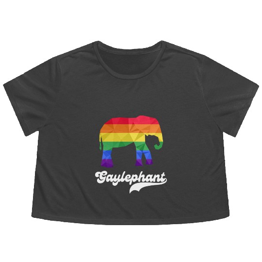 Gay Elephant LGBTQ Rainbow Flag Flowy Cropped Tees