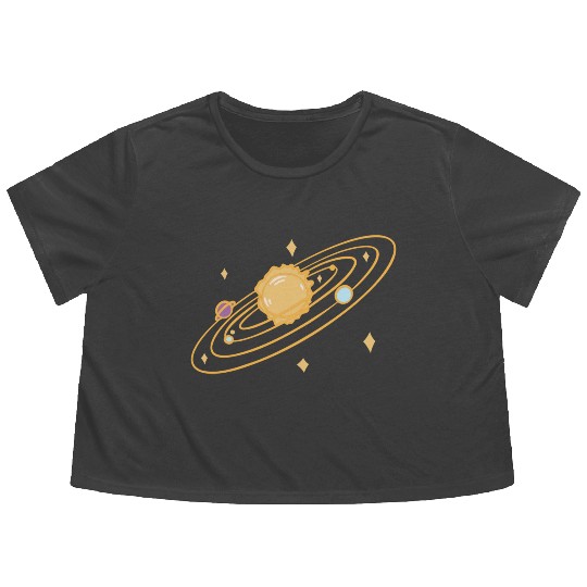 solar system with sparkles doodle Flowy Cropped Tees