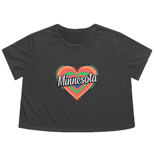 Minnesota Colorful Heart Gift Flowy Cropped Tees