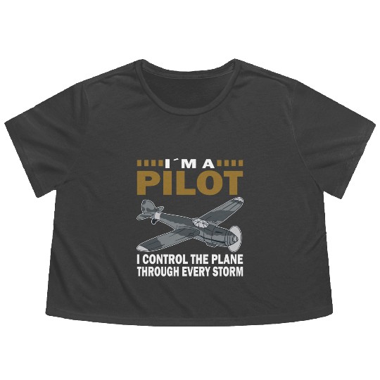 Pilot control through every storm airplane flying Flowy Cropped Tees