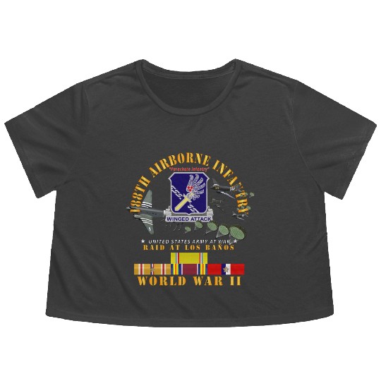 Army 188th Airborne Infantry Raid at Los Baños W J Flowy Cropped Tees