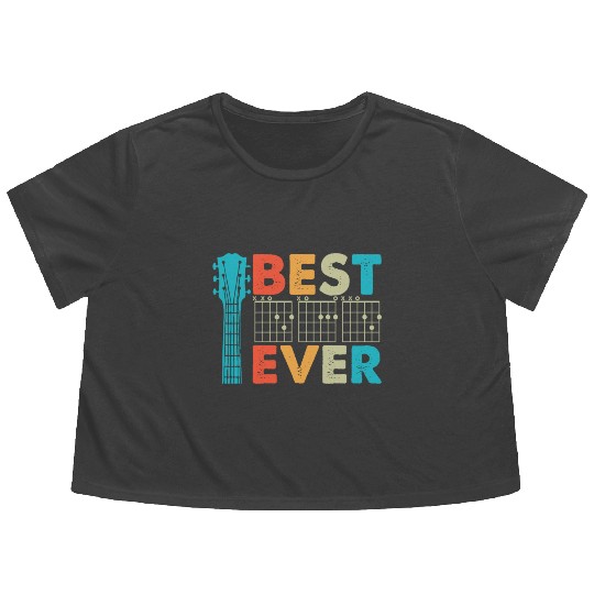 Best Dad Ever Funny Guitar Lover Vintage Father Flowy Cropped Tees