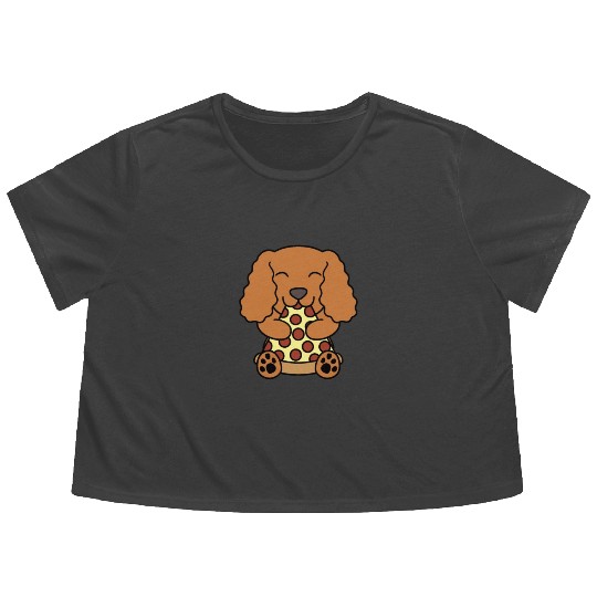 Cocker Spaniel Pizza Lover Flowy Cropped Tees