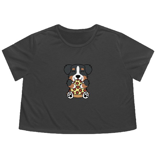 Bernese Mountain Dog Pizza Lover Flowy Cropped Tees