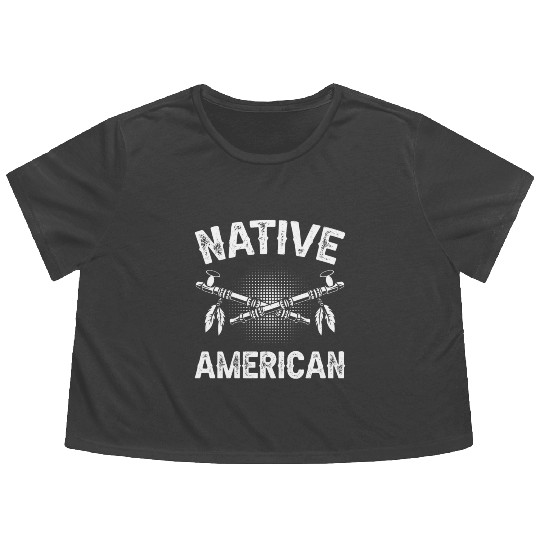 Native American Axe Retro Chief Flowy Cropped Tees