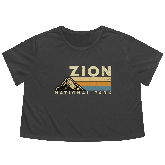 Retro Zion National Park US Vintage Utah Adventure Flowy Cropped Tees