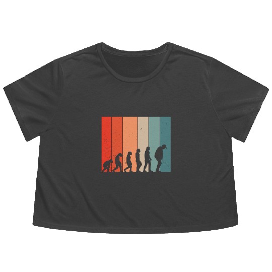 Human Evolution Golf Vintage Golf Player Golfing Flowy Cropped Tees