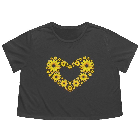 Love sunflower Flowy Cropped Tees