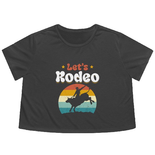 Rodeo Bull Riding Cowboy Cowgirl Flowy Cropped Tees