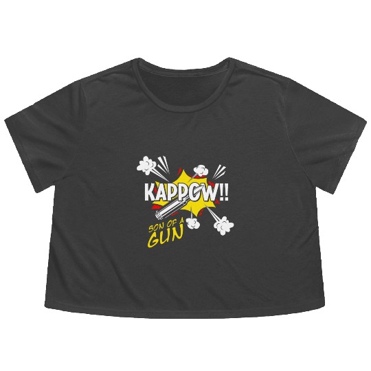 Kappow Bullets Gun Explosion Big bang Aesthetic Flowy Cropped Tees