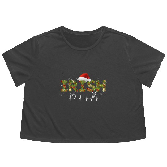 Irish Christmas Heartbeat Funny Ornaments Flowy Cropped Tees