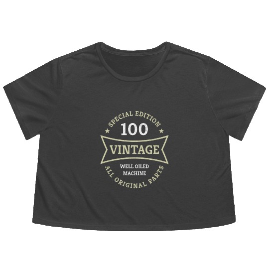 100 Year Old Born 1923 Vintage 100th Birthday Gift Flowy Cropped Tees