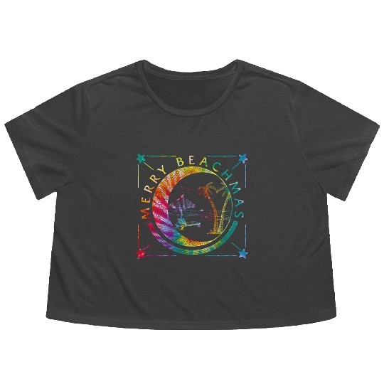 Coastal Beach Christmas In July Flowy Cropped Tees, Merry