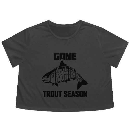 Gone Fishing Trout Season Flowy Cropped Tees