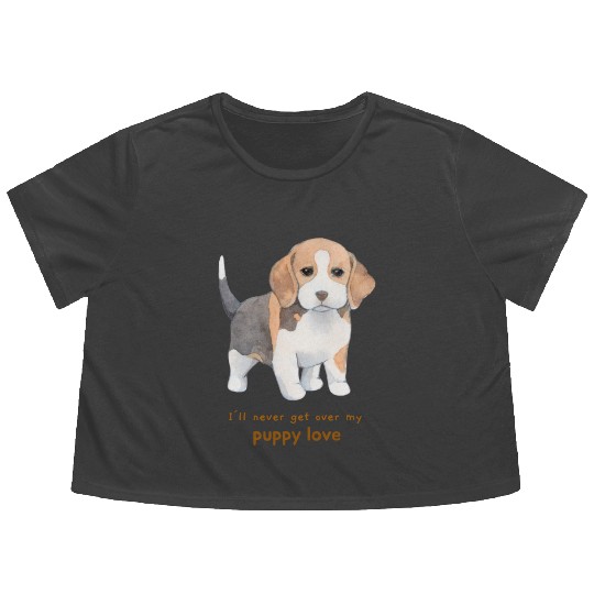I'll Never Get over my Puppy Love. Adorable Beagle Flowy Cropped Tees