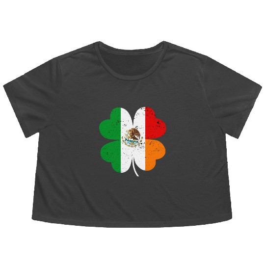 Irish Mexican Flag Mexico Ireland St Patrick's Day Flowy Cropped Tees