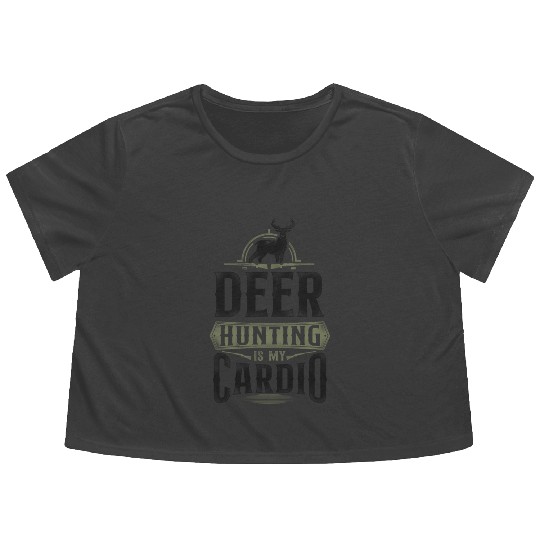 Buck Deer Hunting Hunter Vintage Flowy Cropped Tees