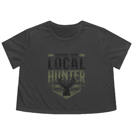 Buck Deer Hunting Hunter Vintage Flowy Cropped Tees
