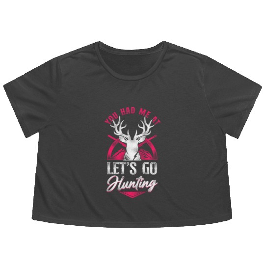 Buck Deer Hunting Hunter Girl Flowy Cropped Tees