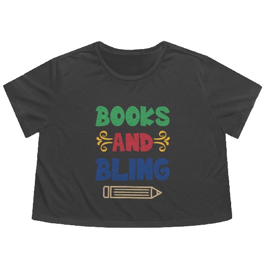 Books And Bling Flowy Cropped Tees