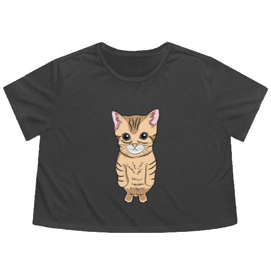 Cute Standing Cat Meme Cute Kitten Standing on Two Flowy Cropped Tees