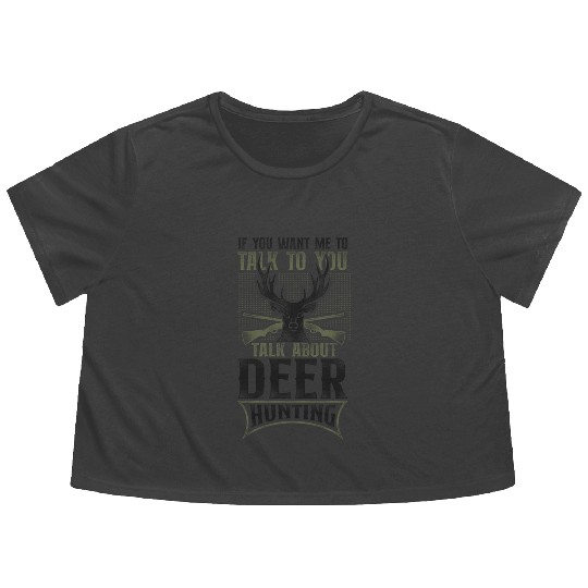 Buck Deer Hunting Hunter Vintage Flowy Cropped Tees