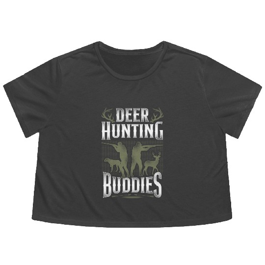 Buck Deer Hunting Hunter Vintage Flowy Cropped Tees