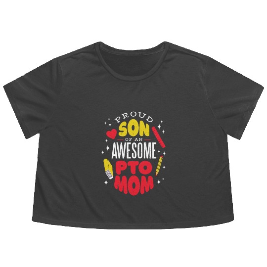 Son of an awesome Pto Mom Son of an awesome Pto Mo Flowy Cropped Tees