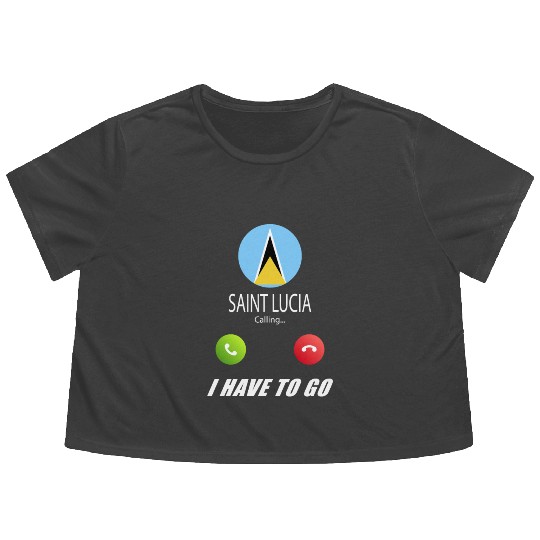 Saint Lucia is calling Is calling Flag Saying Flowy Cropped Tees