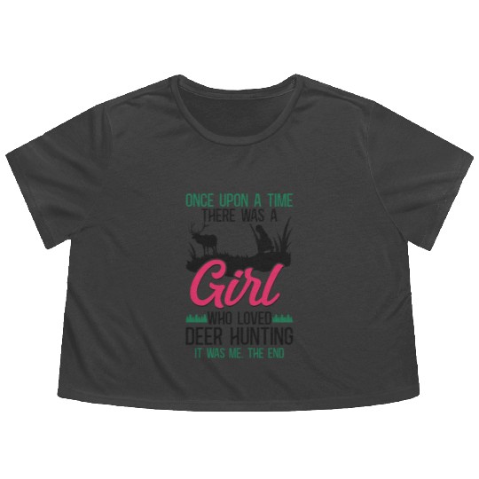 Buck Deer Hunting Hunter Girl Flowy Cropped Tees