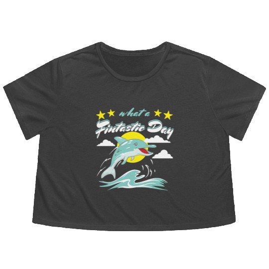 Fintastic Dolphin Flowy Cropped Tees