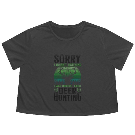 Buck Deer Hunting Hunter Vintage Flowy Cropped Tees