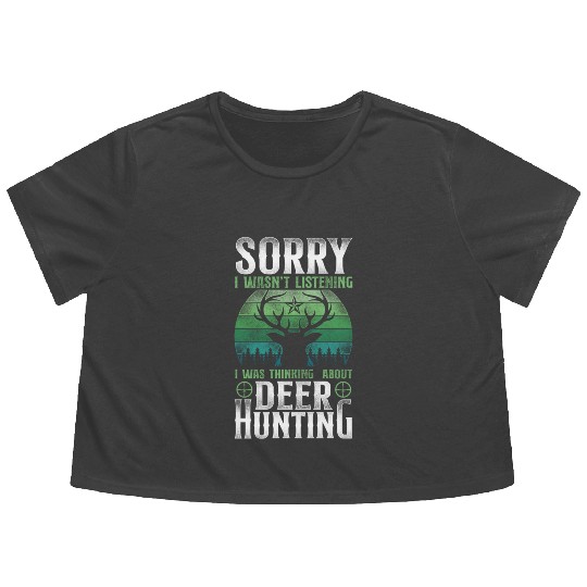 Buck Deer Hunting Hunter Vintage Flowy Cropped Tees