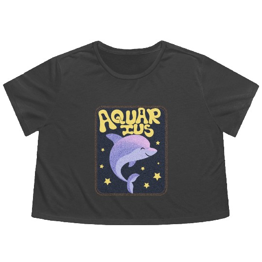 Aquarius Sign Animal Flowy Cropped Tees