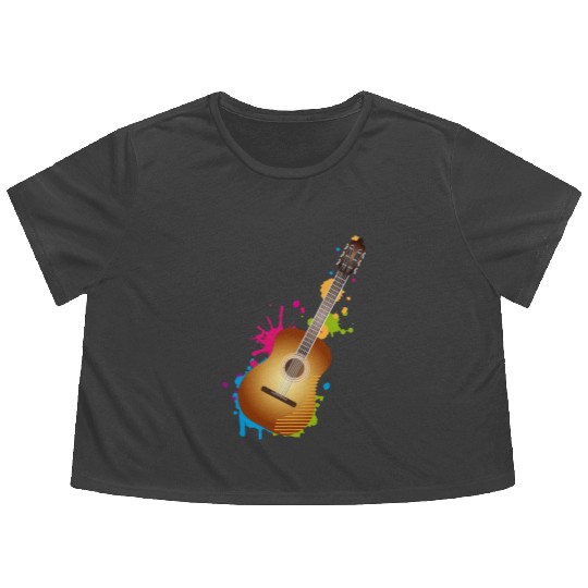 nice colorful acoustic guitar graffiti Flowy Cropped Tees