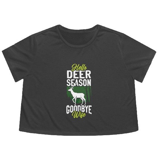 Buck Deer Hunting Hunter Husband Flowy Cropped Tees