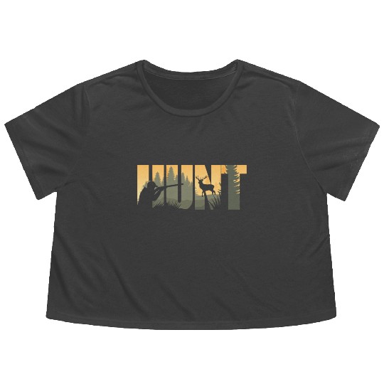 Buck Deer Hunting Hunter Vintage Flowy Cropped Tees