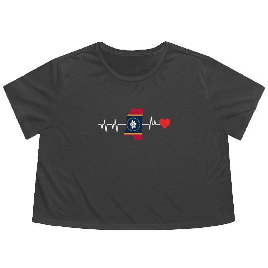Mississippi Heartbeat Gift Flowy Cropped Tees