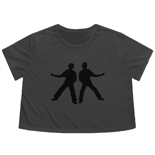 2 friends air guitar Flowy Cropped Tees