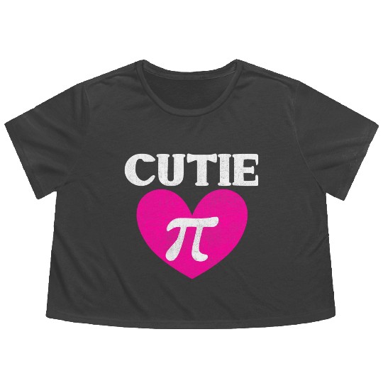 Funny Math Cutie Pi Flowy Cropped Tees Valentines day Flowy Cropped Tees