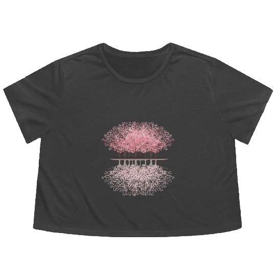 Sakura Blossoms Flower Forest Sakura Blossoms Flow Flowy Cropped Tees