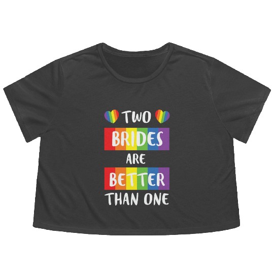 LBGT Flag Gay Pride Human Two Brides better than Flowy Cropped Tees