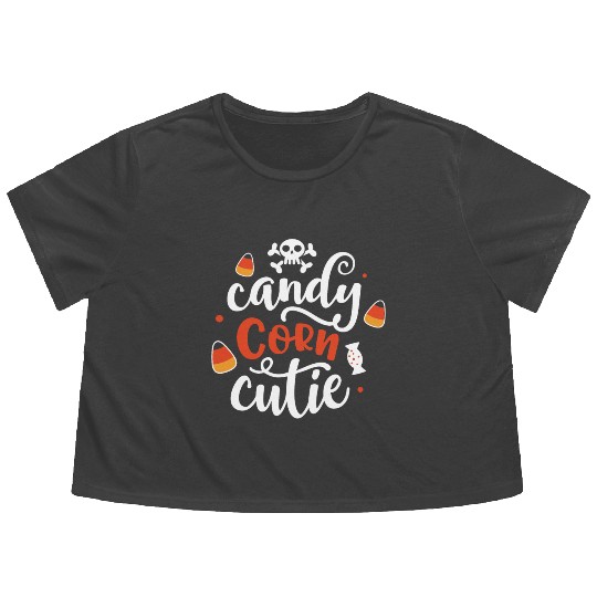 Candy Corn Cutie Halloween Holiday Scary Flowy Cropped Tees