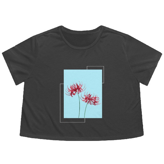 Red Spider Lily Lycoris Recoil Anime Fanart Flowy Cropped Tees