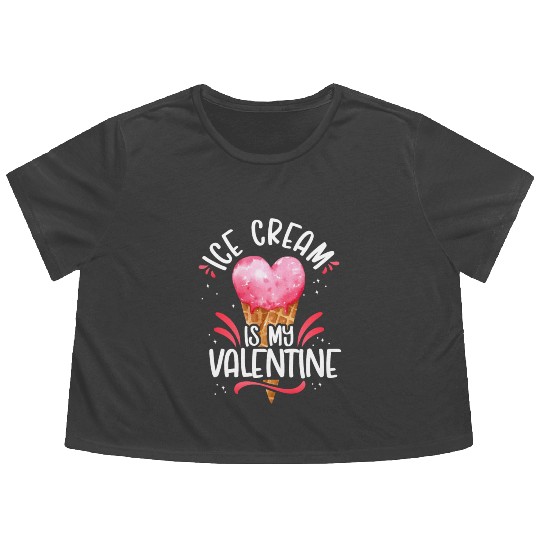 Ice Cream Valentines Day Heart Flowy Cropped Tees