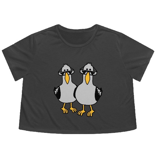 2 seagull friends team Flowy Cropped Tees
