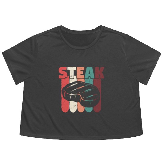 Steak Vintage Distressed Colors Flowy Cropped Tees