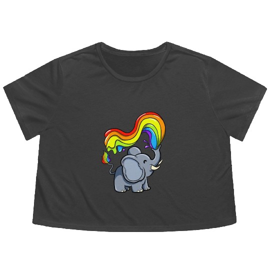 Elephant LGBTQ Gay Pride Rainbow Flag LGBT Flowy Cropped Tees