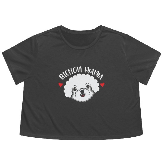 Bichon Mama Curly Hair Pup Puppy Bichon Frise Flowy Cropped Tees