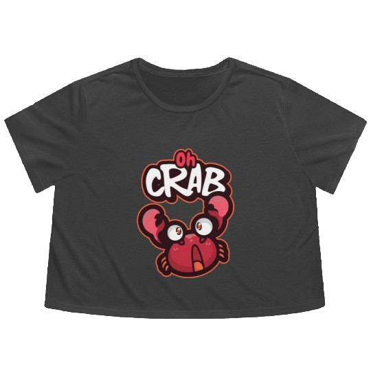 Oh Crab! Surprised Cool Crab Flowy Cropped Tees